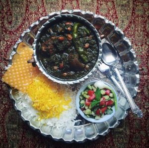 Ghormeh Sabzi and salad